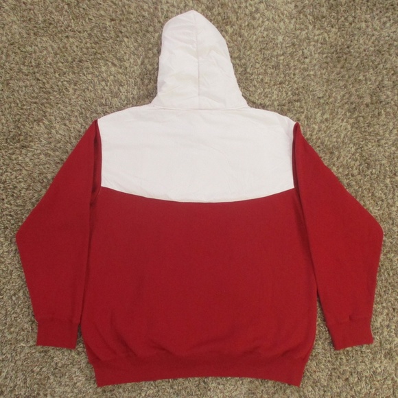 Indiana University Hoodie Men's Large Red White Color Block Fleece Pullover E5 - Picture 2 of 5